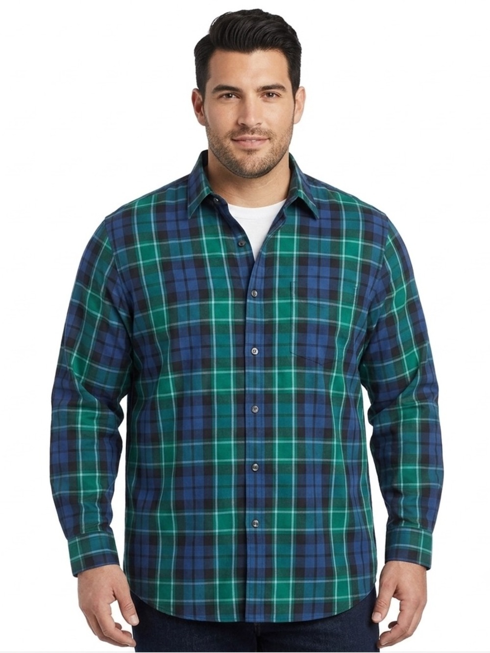 Van Heusen Green and Blue Casual Button Down Shirt